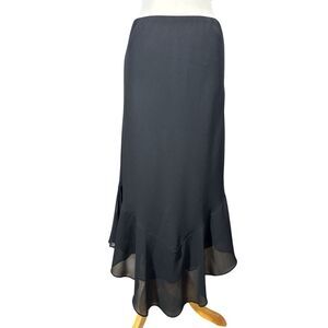 Women’s Flowing Chiffon Layered Black Flare Skirt Addams Halloween Witch Sz M